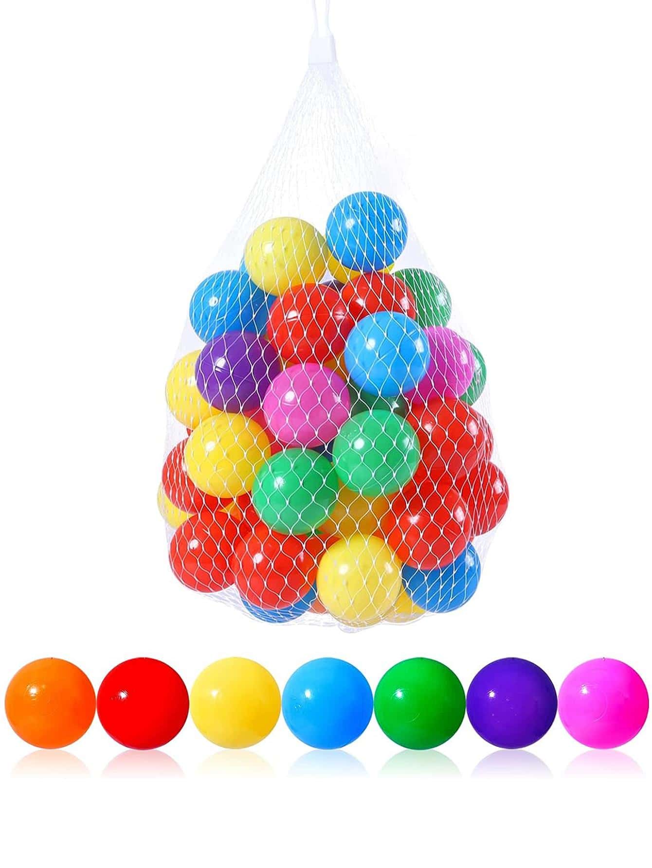 Plastic Play Balls for Kids Multicolor Ball Pit Balls in Mesh Bag (50 ball )