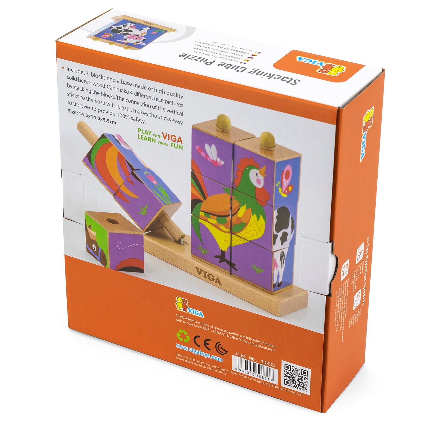 Stacking Cube Puzzle Farm Animals