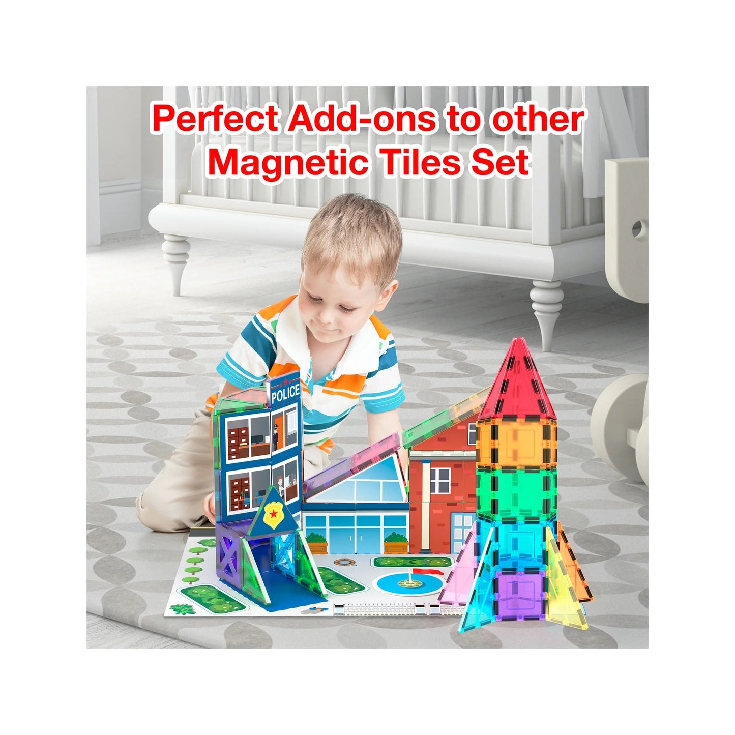 PicassoTiles Magnetic Tile Rocket Ship Toy - 32 Pieces