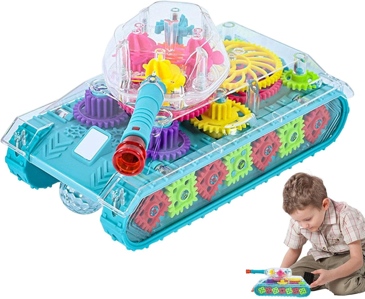 لعبة دبابة تروس شفافة للضوء للأطفال