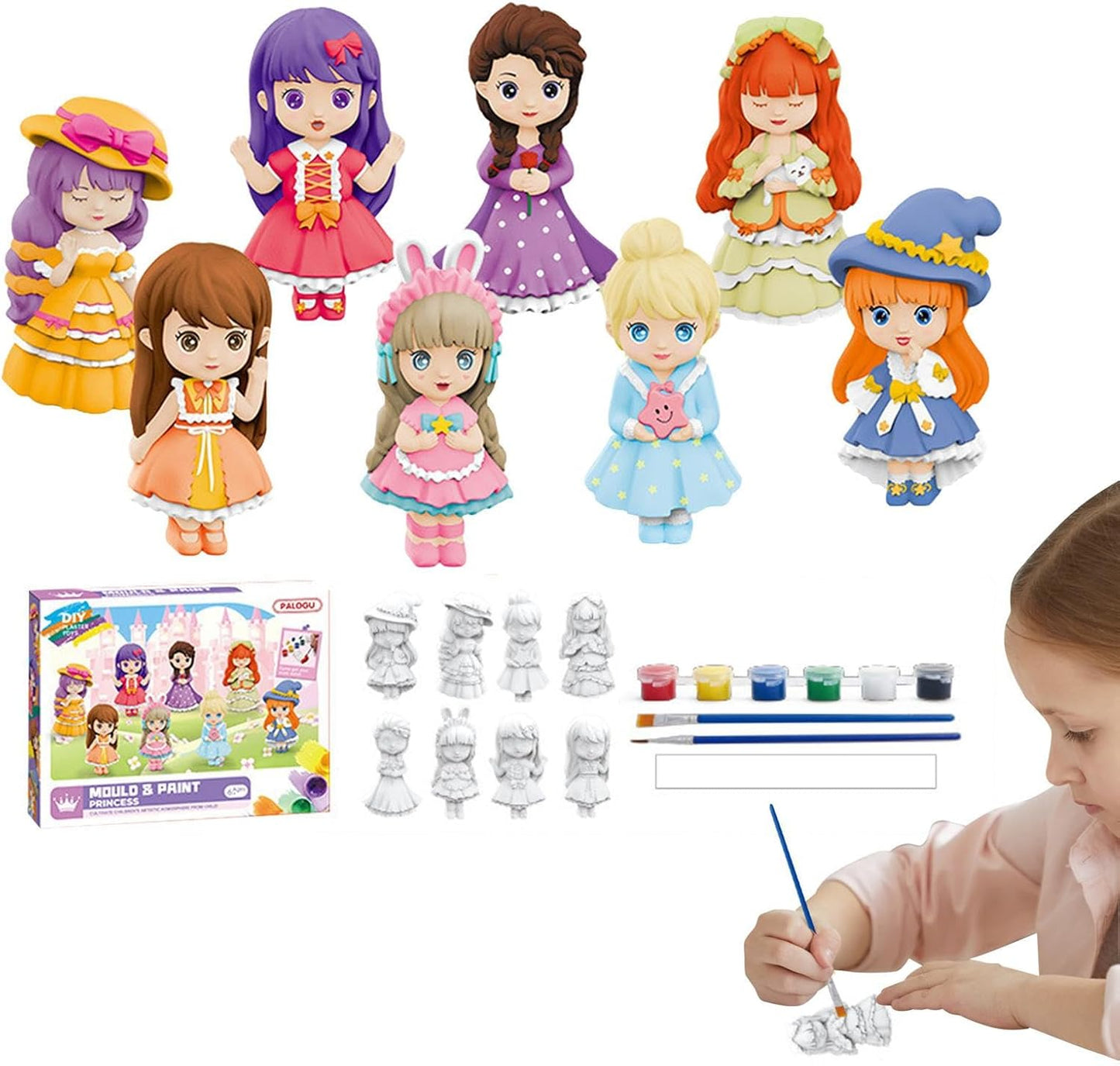 طقم حرفة الطلاء الجص | 8 قطع ألعاب فنية قابلة للطلاء