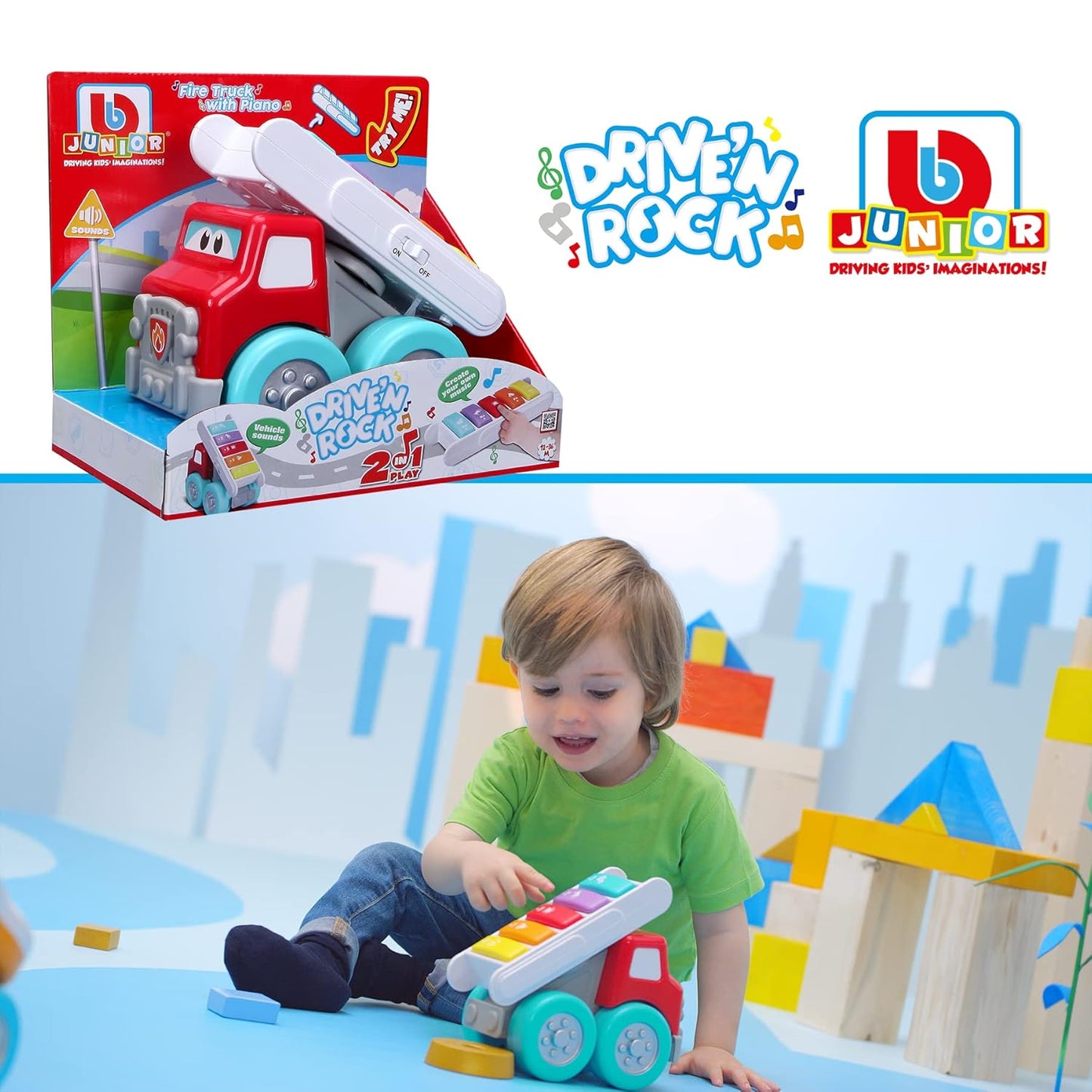 BBJunior Animagic BBJunior Drive 'N Rock Fire Truck With Piano Toy Car