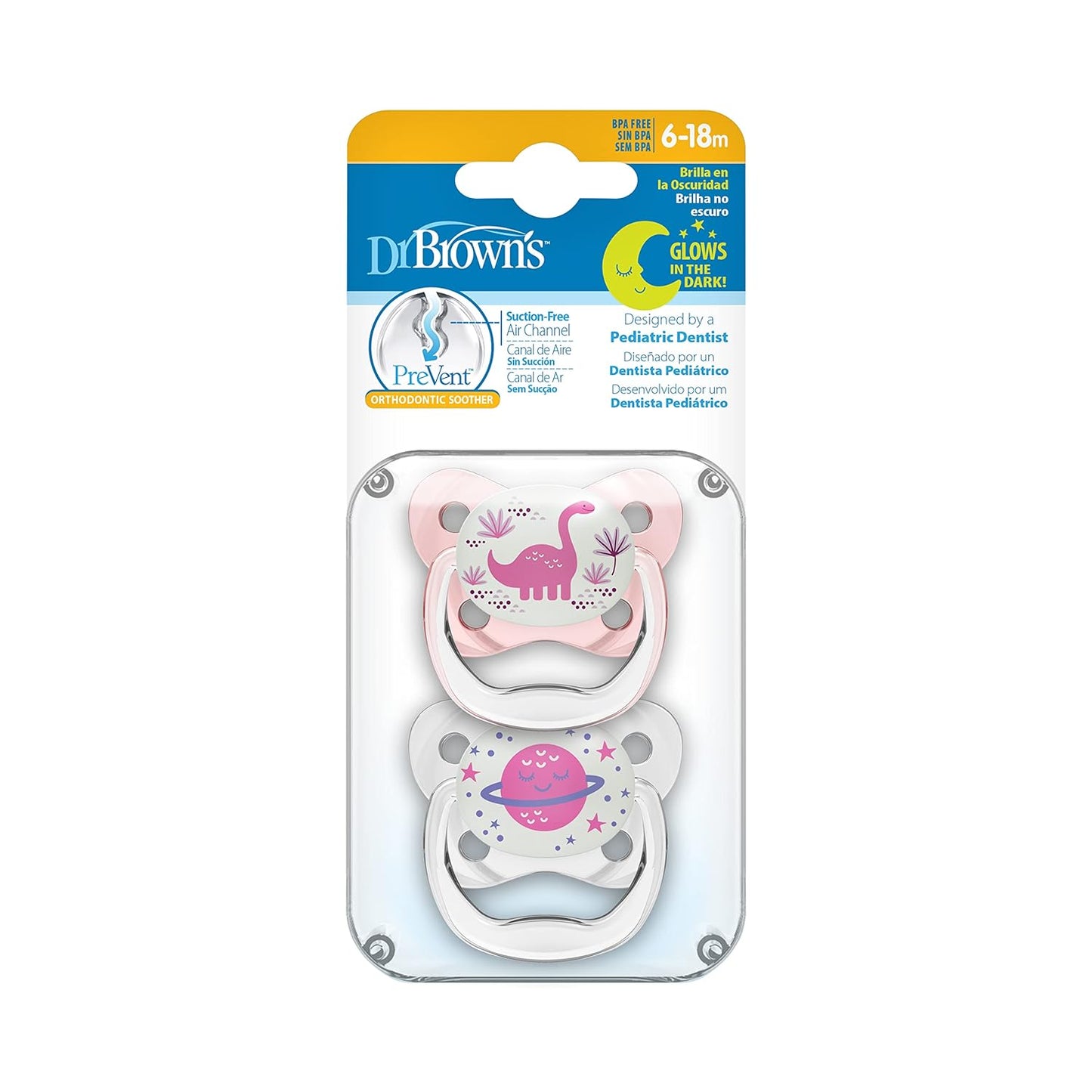 Dr. Brown's Prevent Glow in The Dark Butterfly Shield Soother - Stage 2 Pack of 2