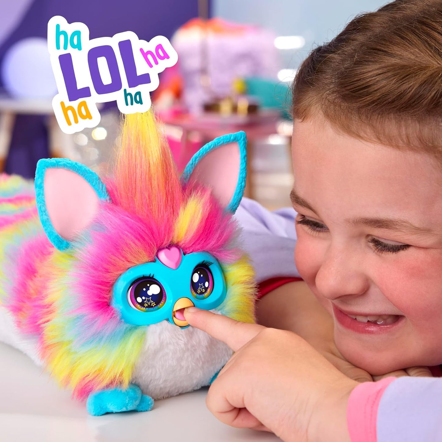 FURBY DJ Interactive Toy, Super Snuggly Rainbow Electronic Plush