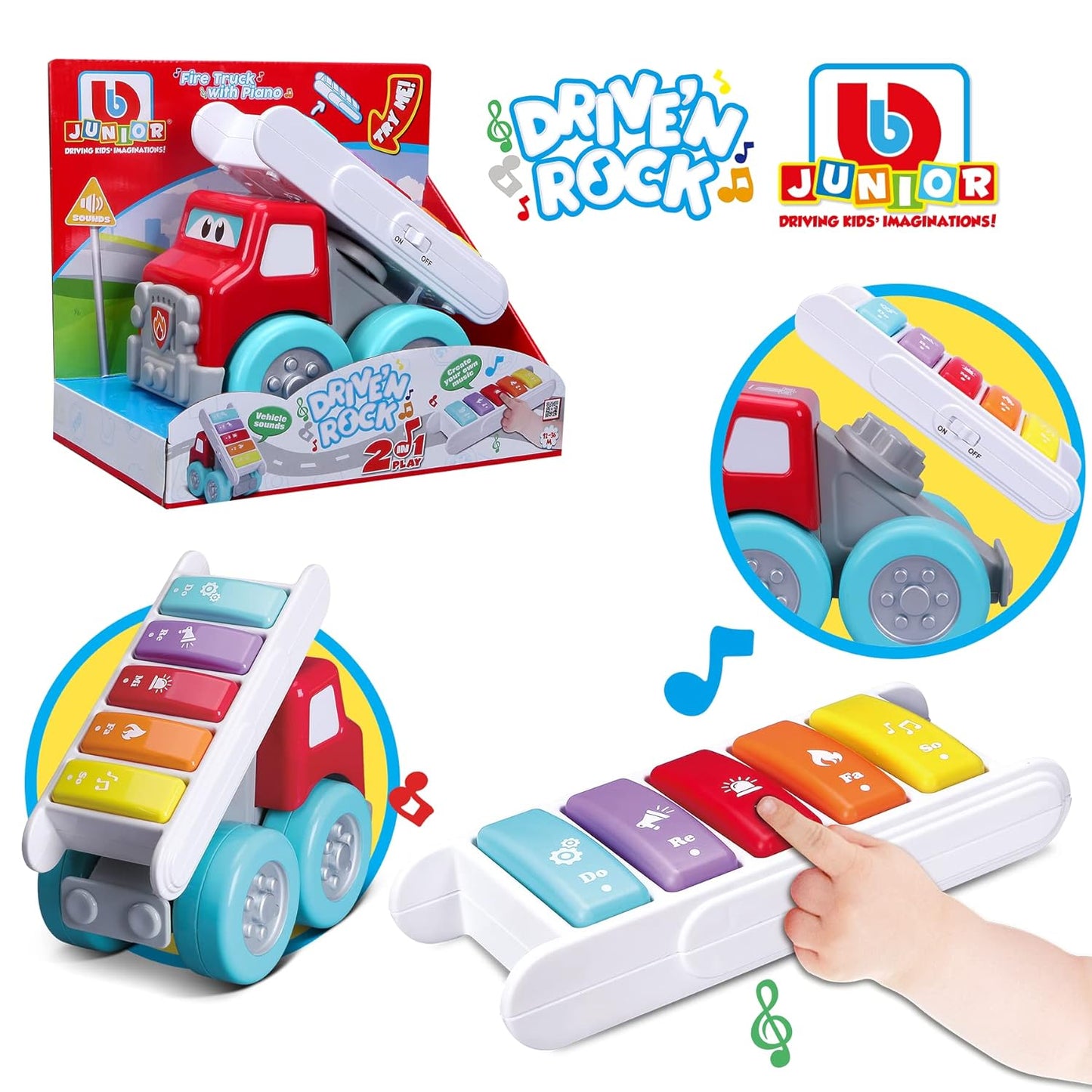 BBJunior Animagic BBJunior Drive 'N Rock Fire Truck With Piano Toy Car
