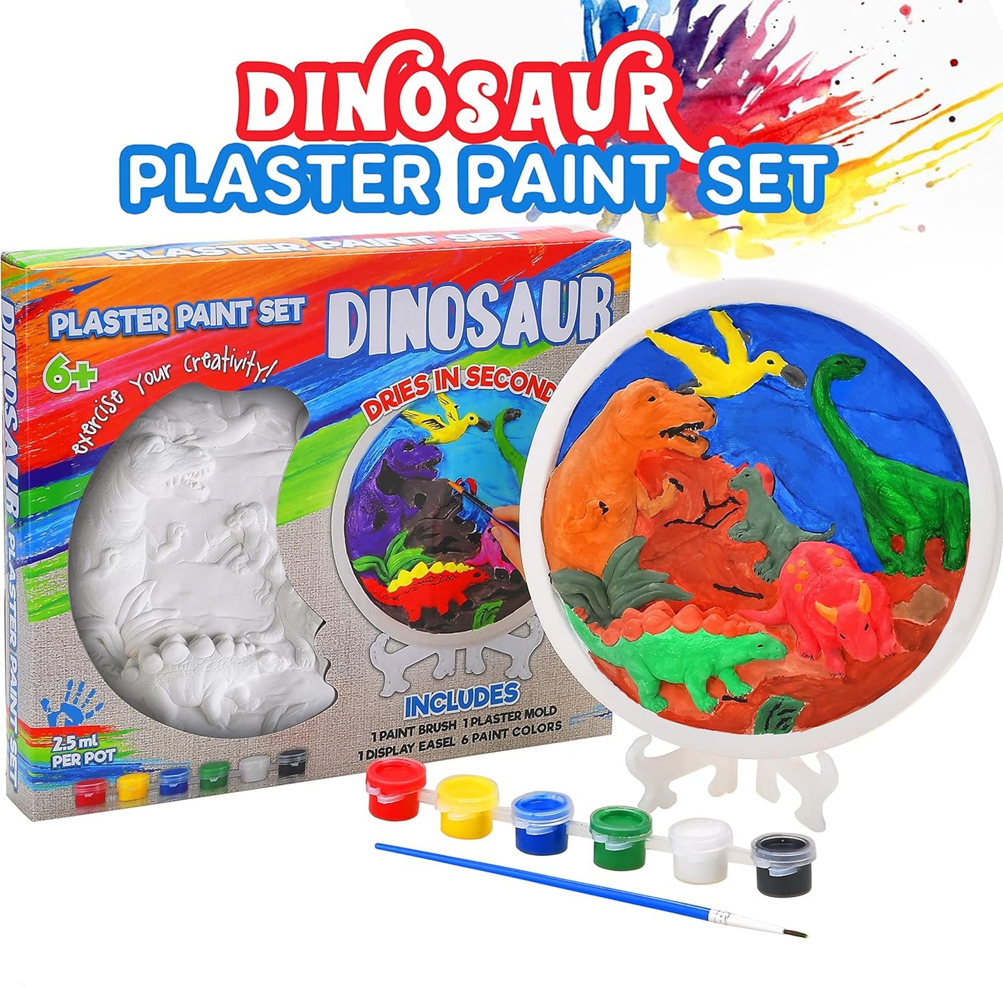 Plaster medallion to paint - Dinosaur