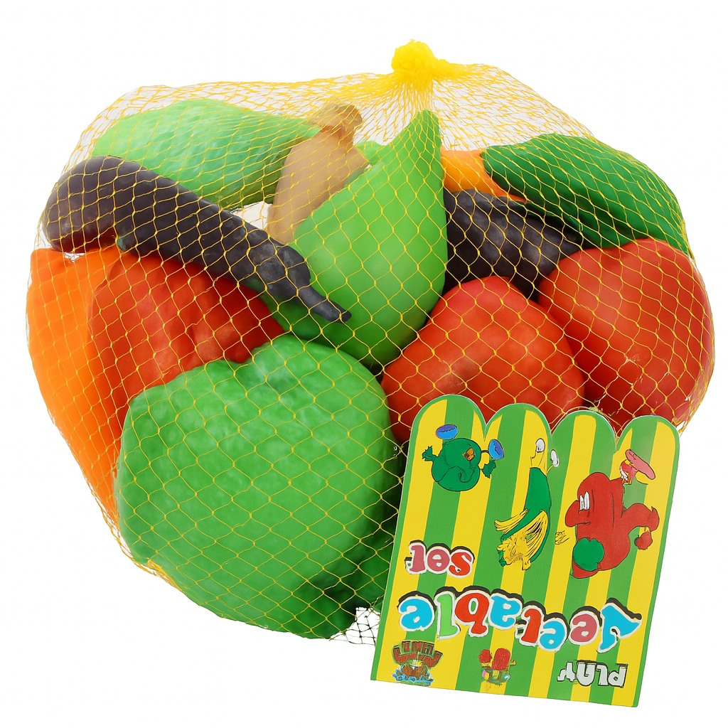 Kids Plastic Vegetable Toy Set – 18 -Piece Pretend Play Food in Net Bag