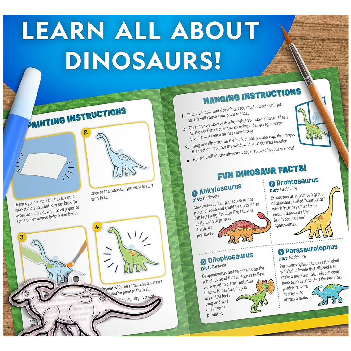 NATIONAL GEOGRAPHIC Glow in the Dark Dinosaur Stained Glass Art Kit