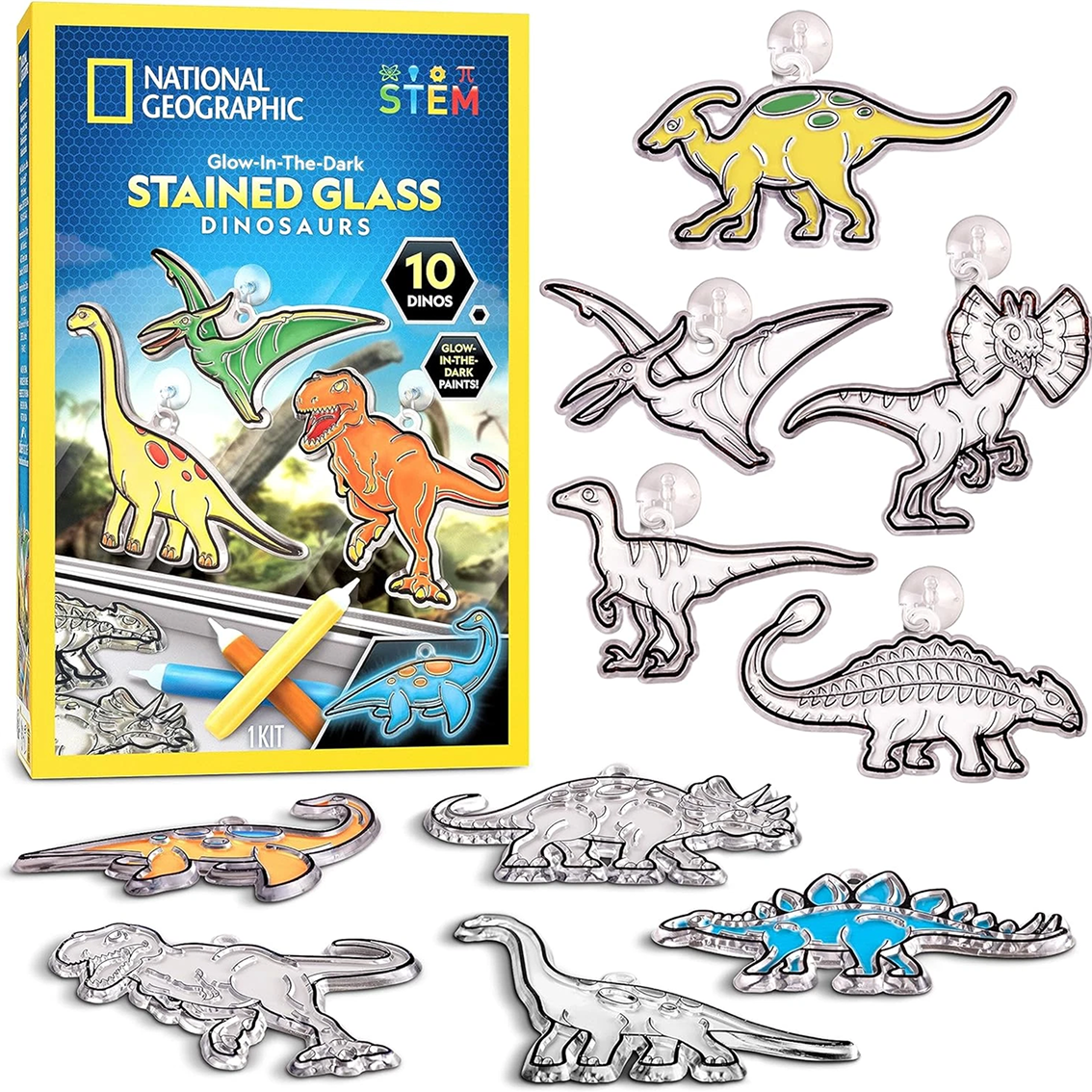 NATIONAL GEOGRAPHIC Glow in the Dark Dinosaur Stained Glass Art Kit