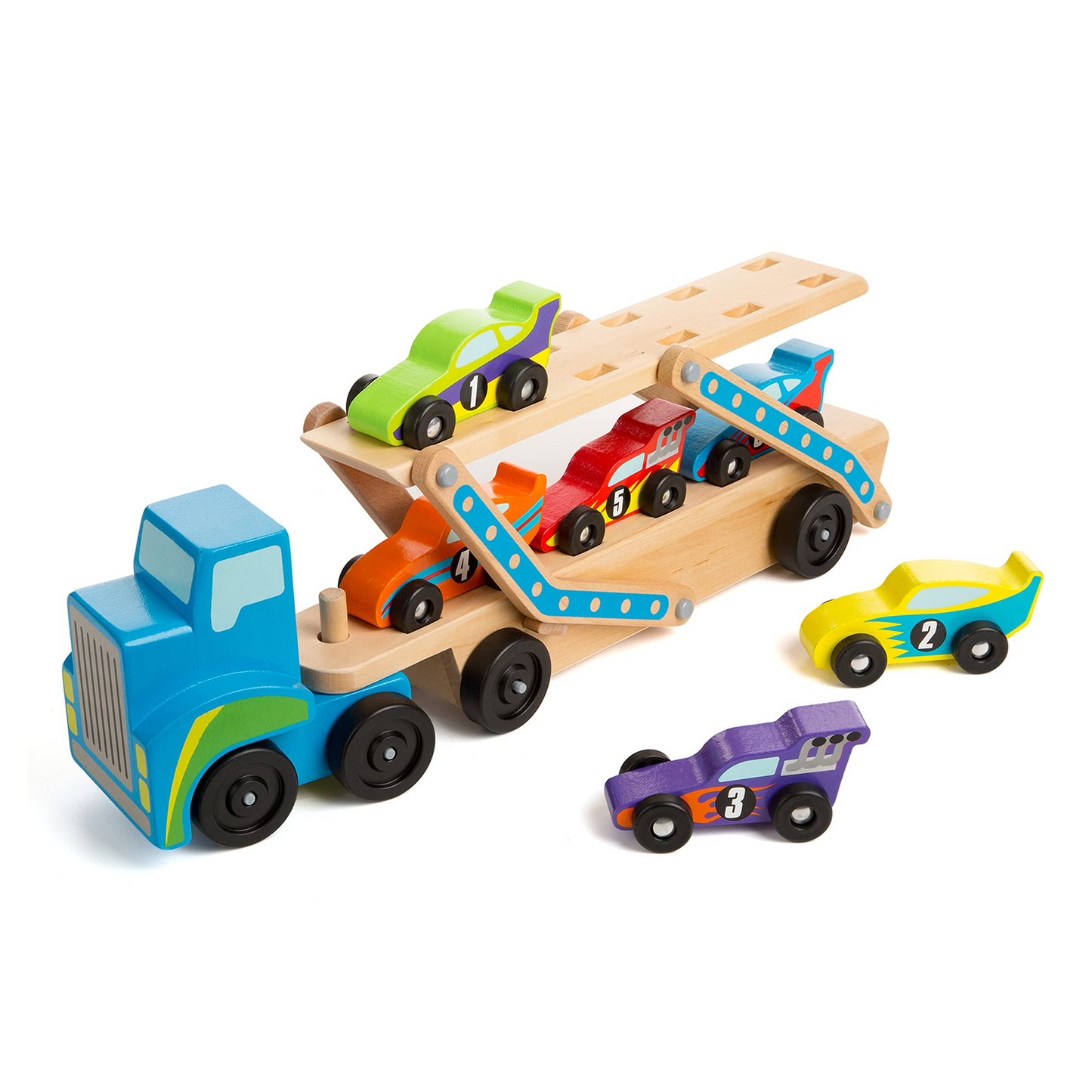 Melissa DougMega Race Car Carrier Wooden Tractor and Trailer