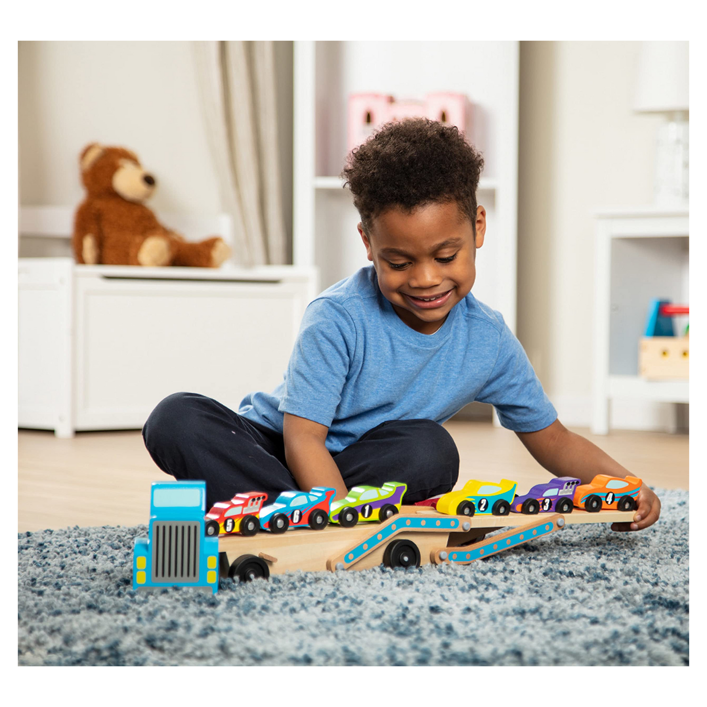Melissa DougMega Race Car Carrier Wooden Tractor and Trailer