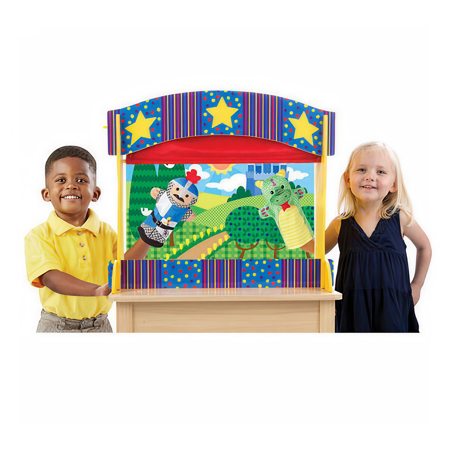 Melissa & Doug Tabletop Puppet Theater – Wooden Puppet Stage