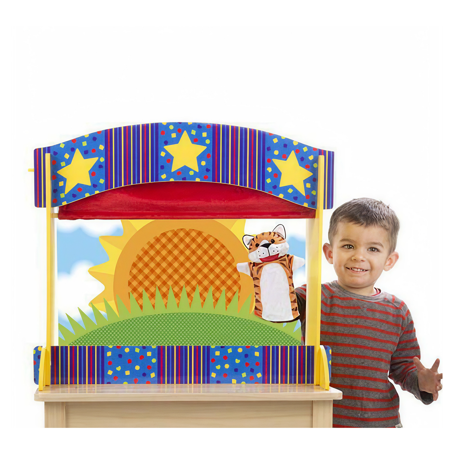 Melissa & Doug Tabletop Puppet Theater – Wooden Puppet Stage