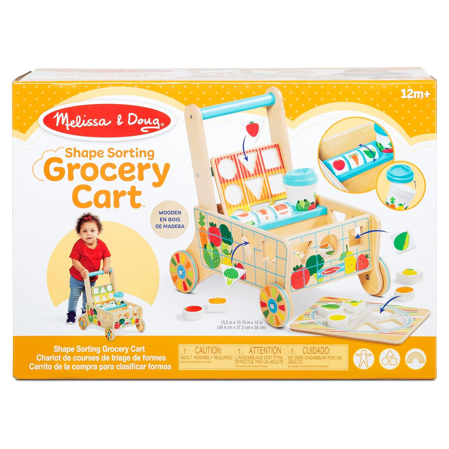 Melissa & Doug Wooden Shape Sorting Grocery Cart