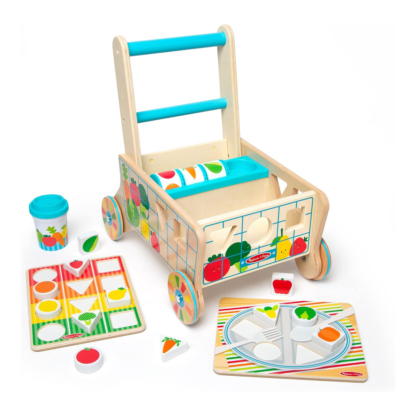 Melissa & Doug Wooden Shape Sorting Grocery Cart
