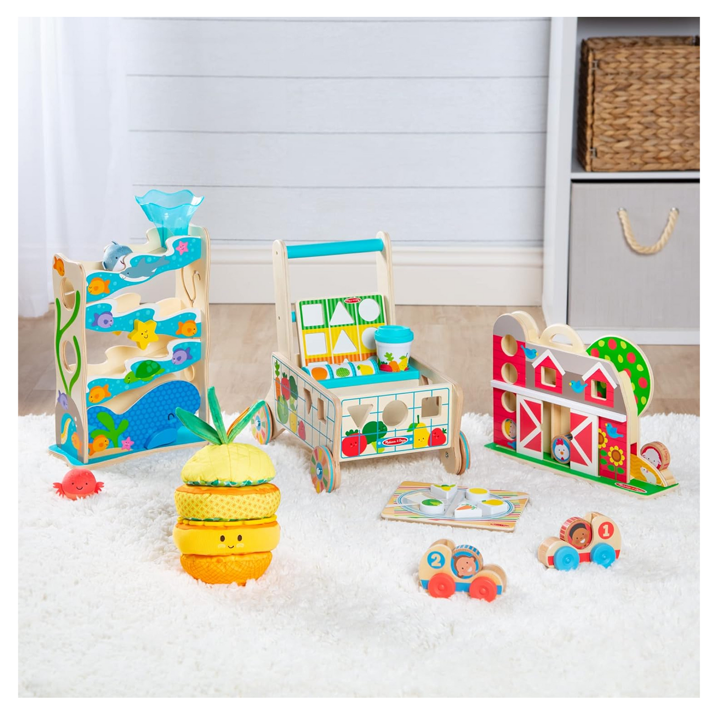 Melissa & Doug Wooden Shape Sorting Grocery Cart