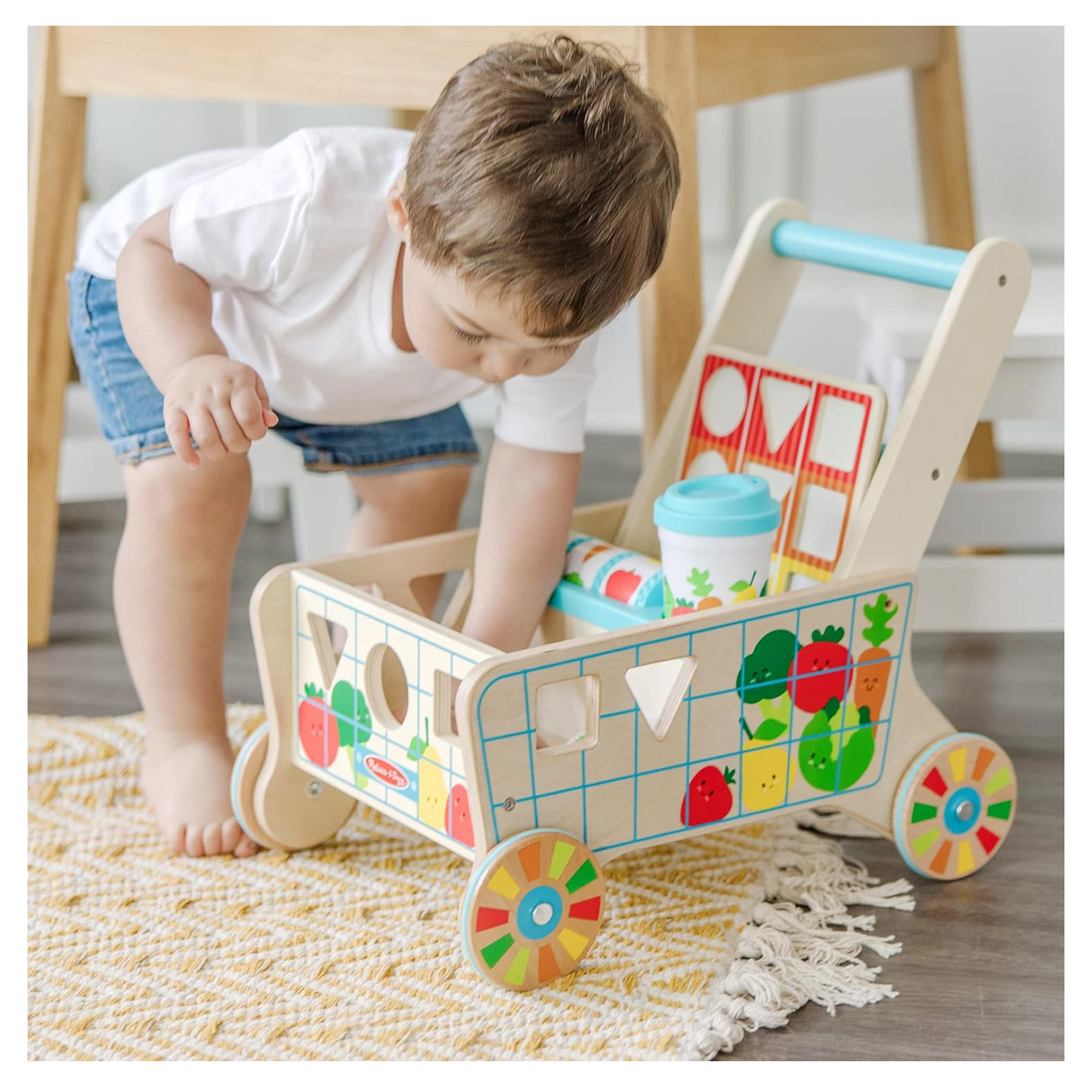 Melissa & Doug Wooden Shape Sorting Grocery Cart