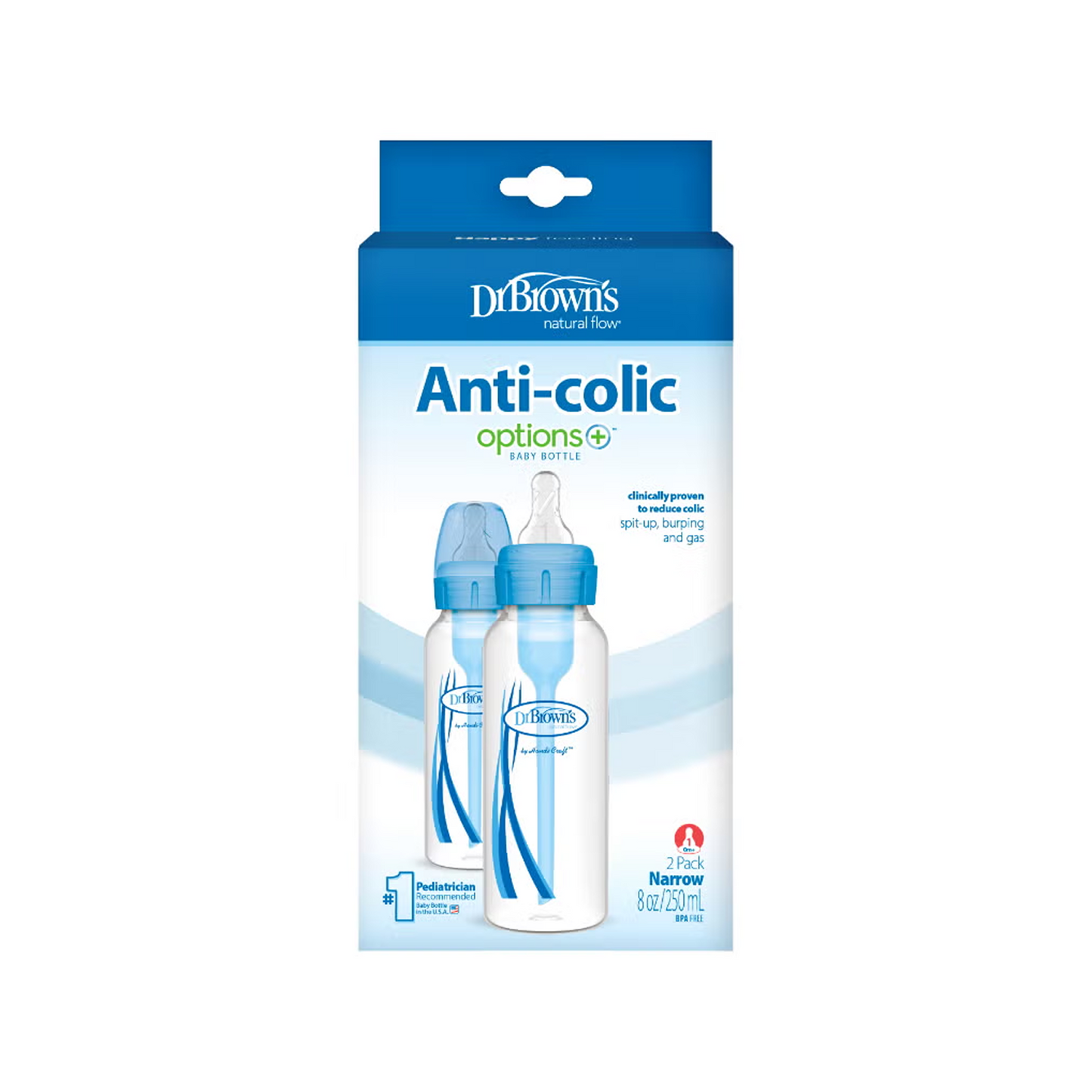 Dr.Brown's 8 oz/250 ml PP Narrow Options + Bottle  Blue 2Pc
