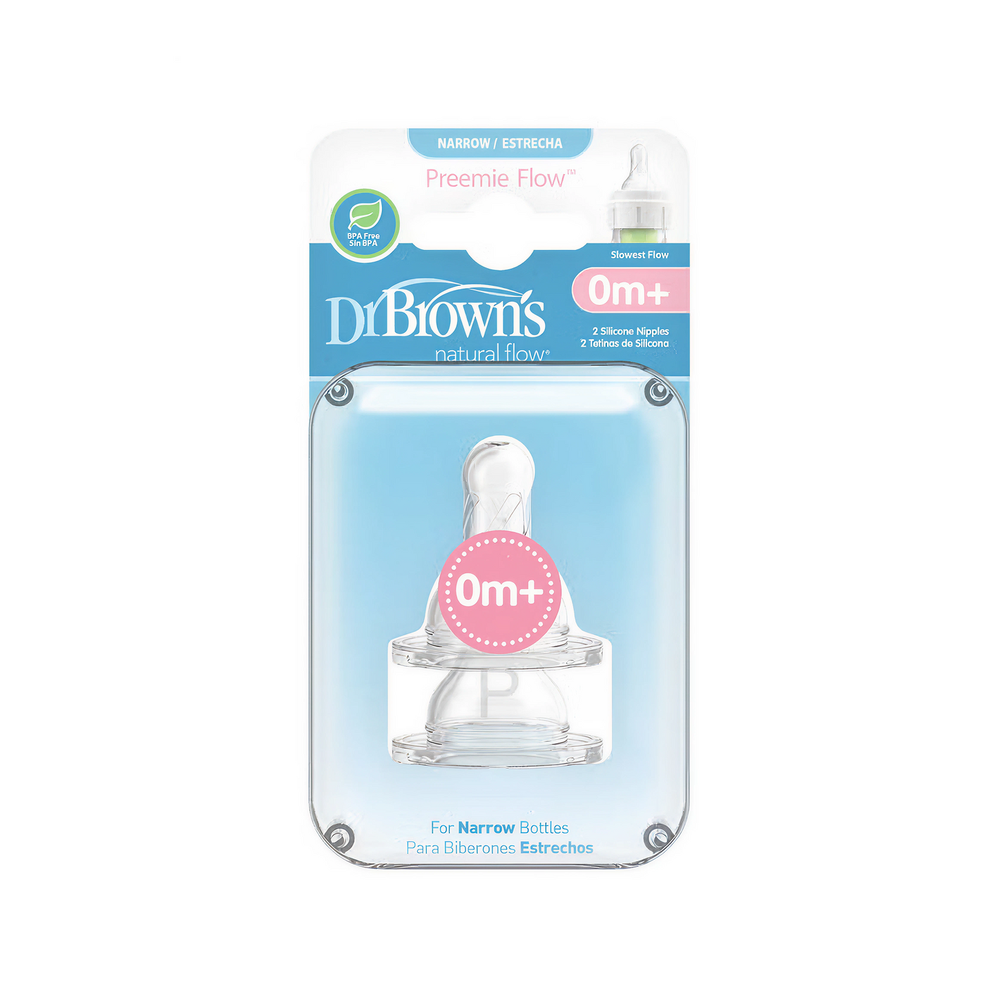 Dr.Brown's Preemie Flow Silicone Narrow Nipple 2Pc