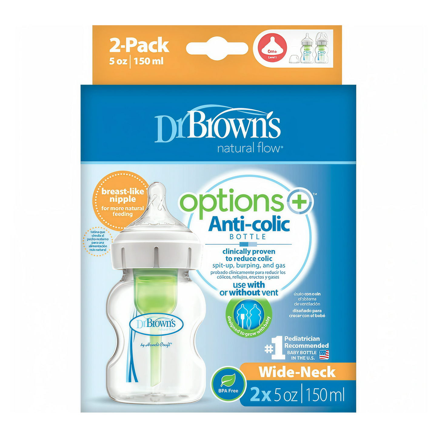 Dr.Brown's 5 oz/150 ml PP WideNeck Options + Bottle 2PC