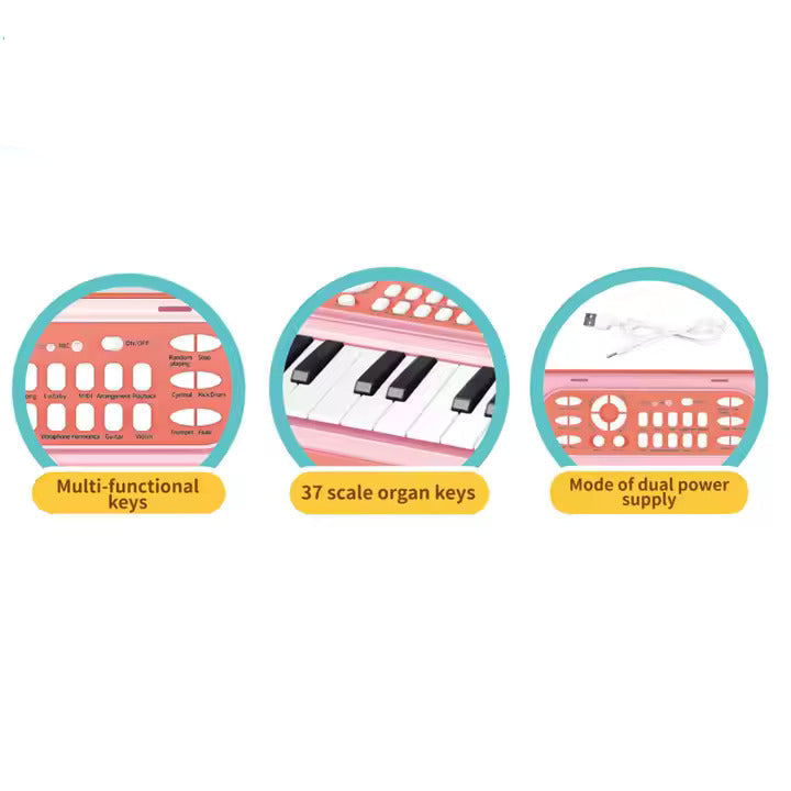 Electronic Musical Piano Keyboard With Microphone For Kids