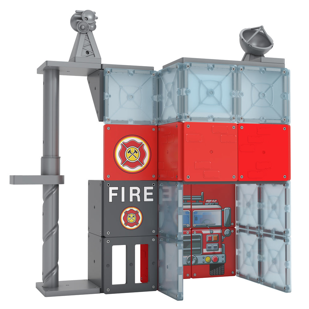 Tile Town Fire Station Magnetic Tiles Playset