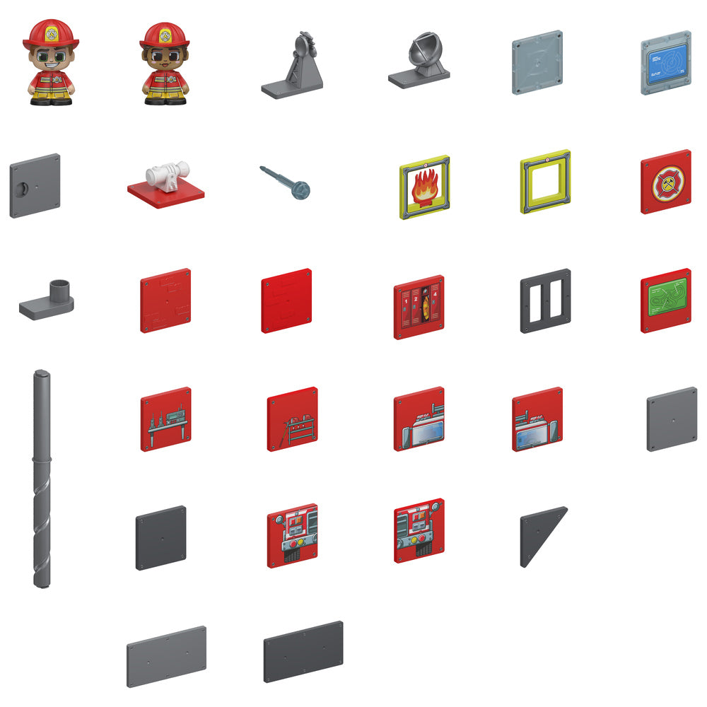 Tile Town Fire Station Magnetic Tiles Playset