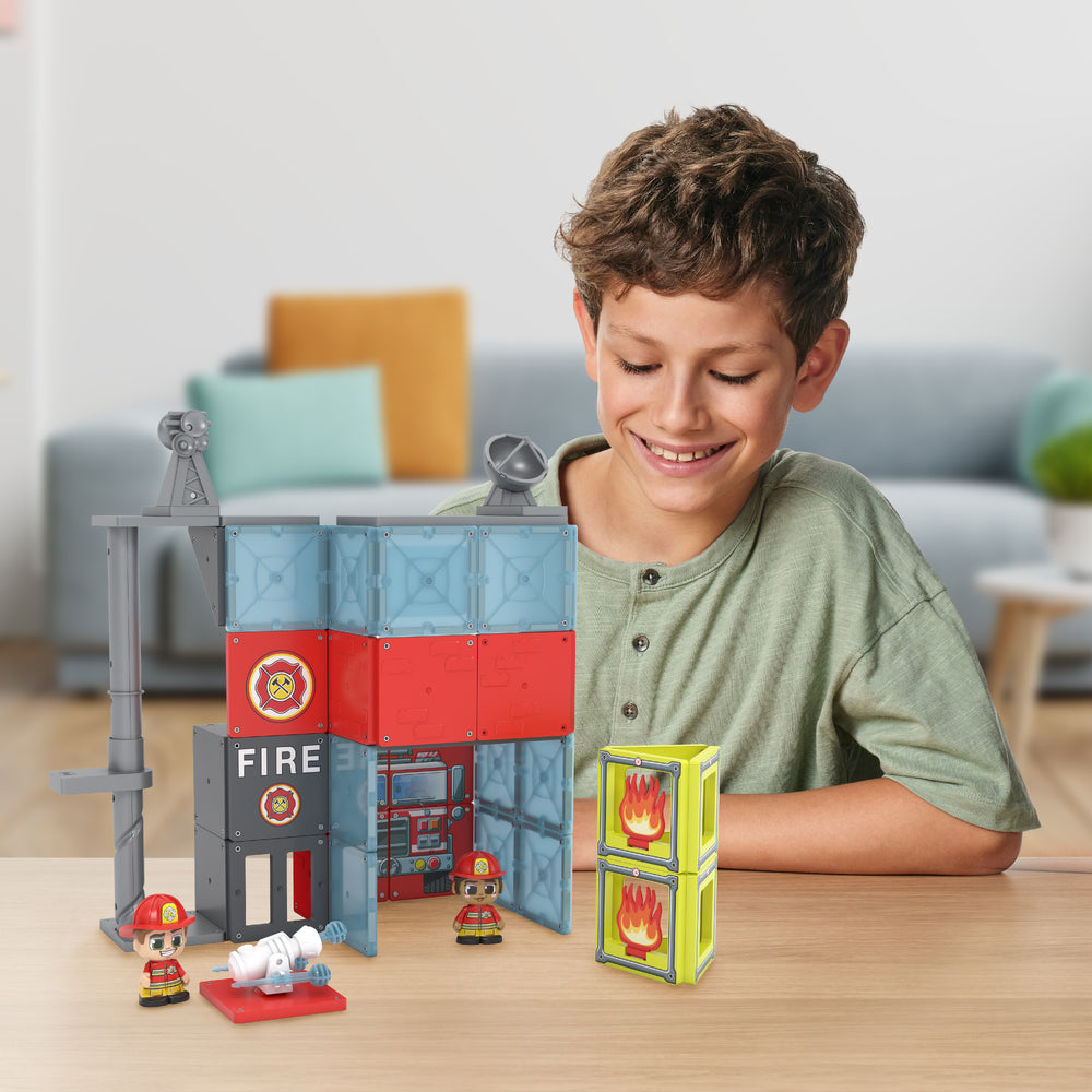 Tile Town Fire Station Magnetic Tiles Playset