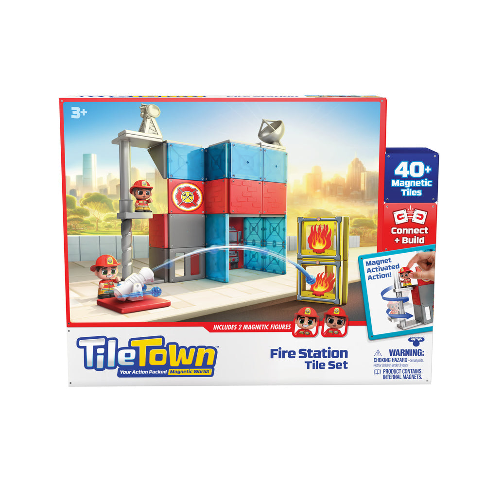 Tile Town Fire Station Magnetic Tiles Playset