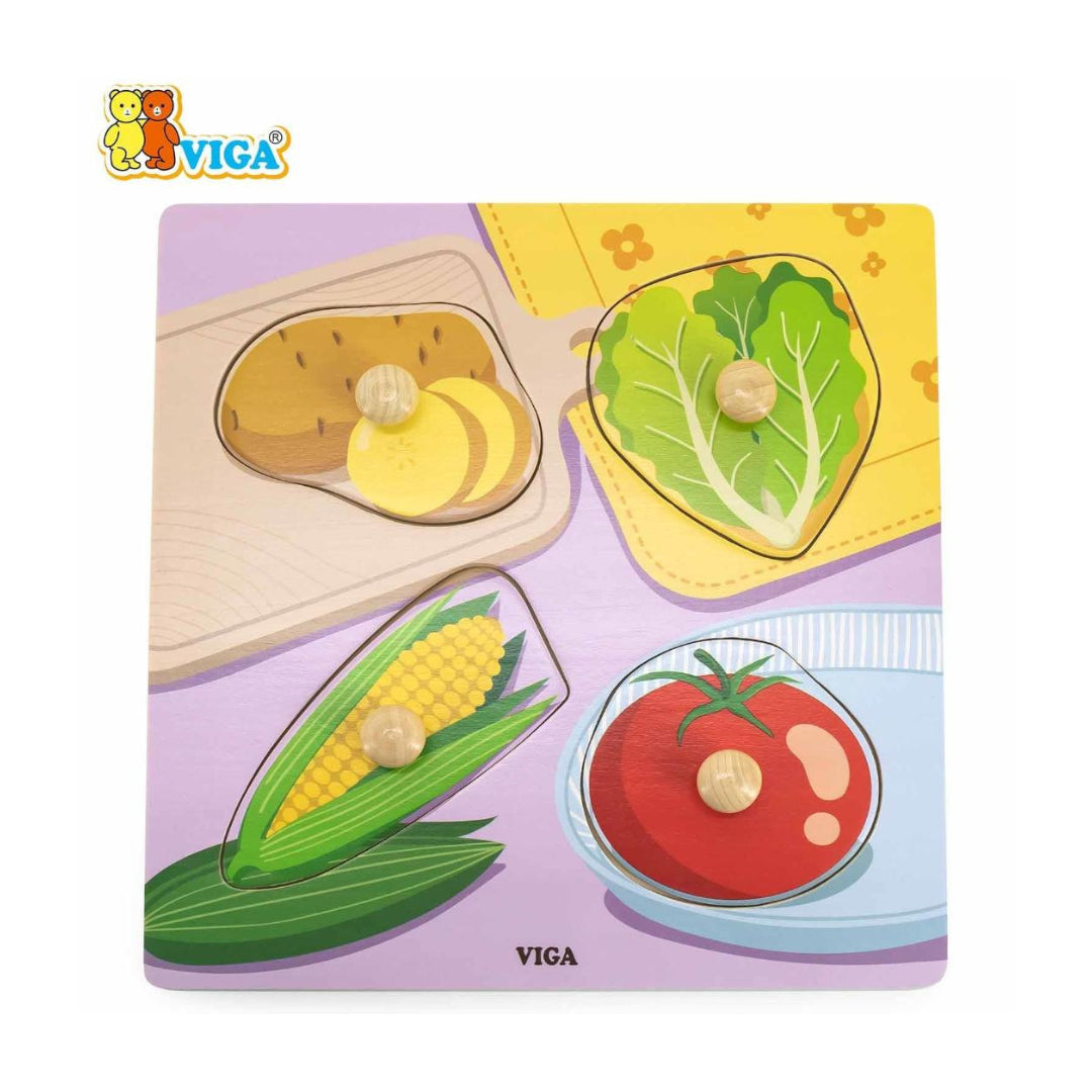 Viga Wooden Knob Puzzle - Vegetable