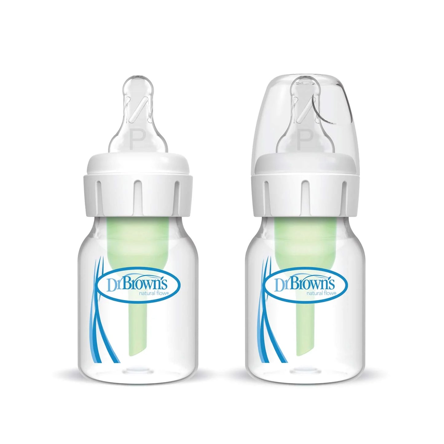 Dr. Brown's Natural Flow Anti-Colic Narrow Baby Bottle 2oz/60ML with Preemie Flow Nipple 2-Pack