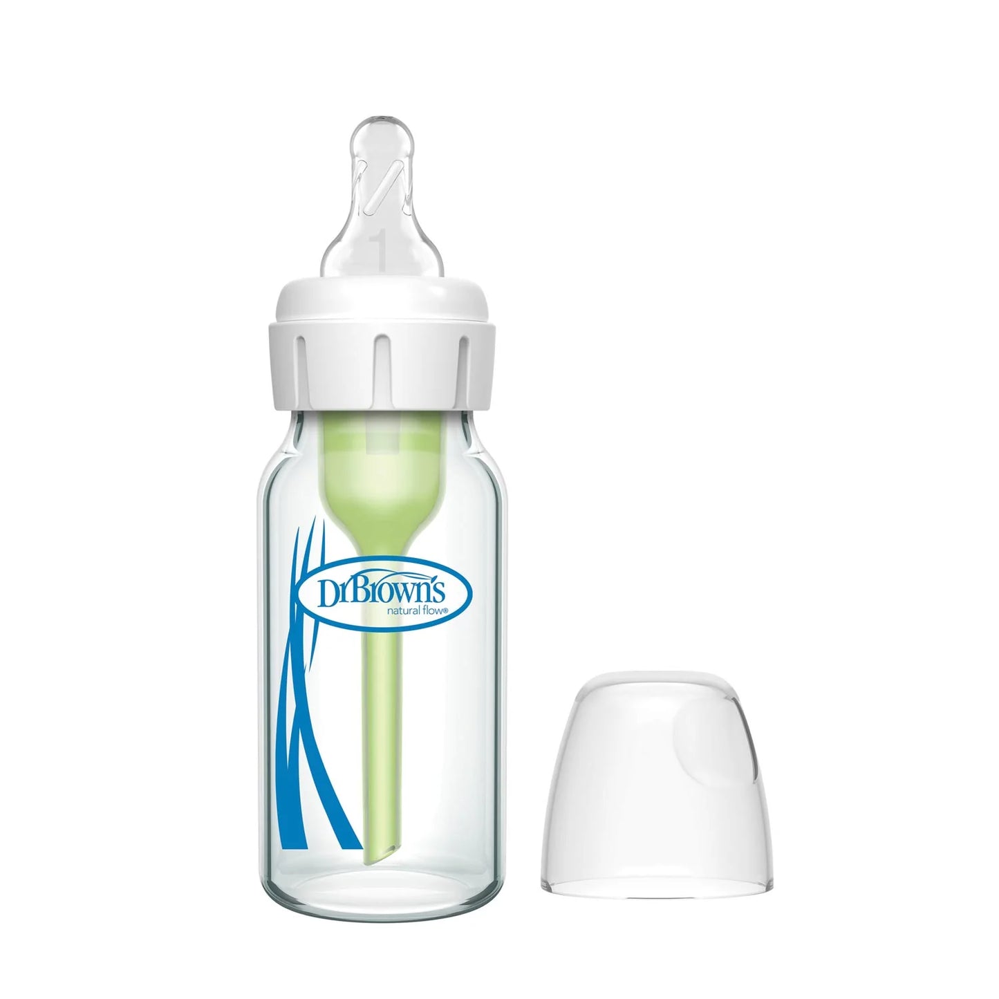 Dr. Brown's Natural Flow Anti-Colic Options+ Narrow Glass Baby Bottle with Level 1 Slow Flow Nipple