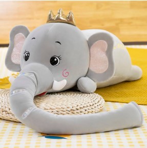New Elephant Plush Toy Lying Pillow Pillow Crown Long Nose