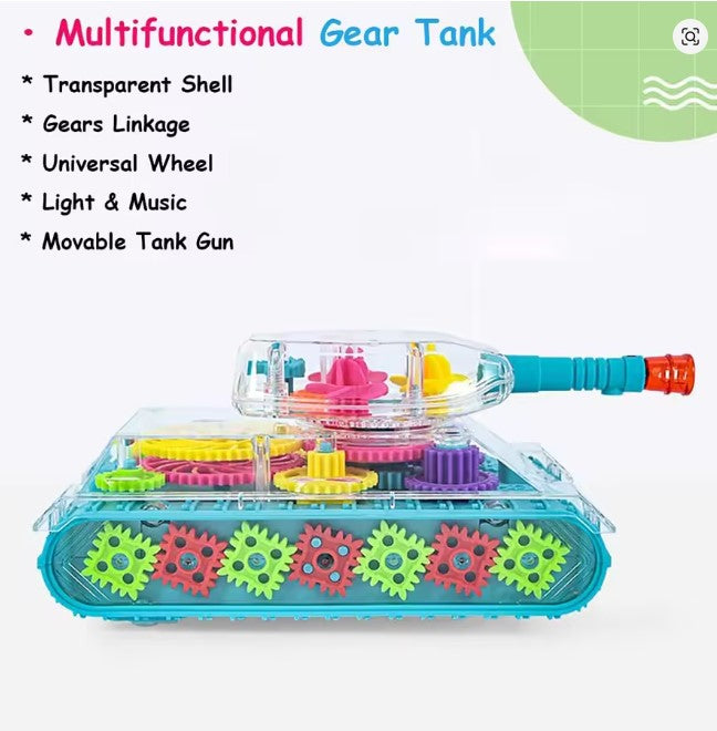 لعبة دبابة تروس شفافة للضوء للأطفال