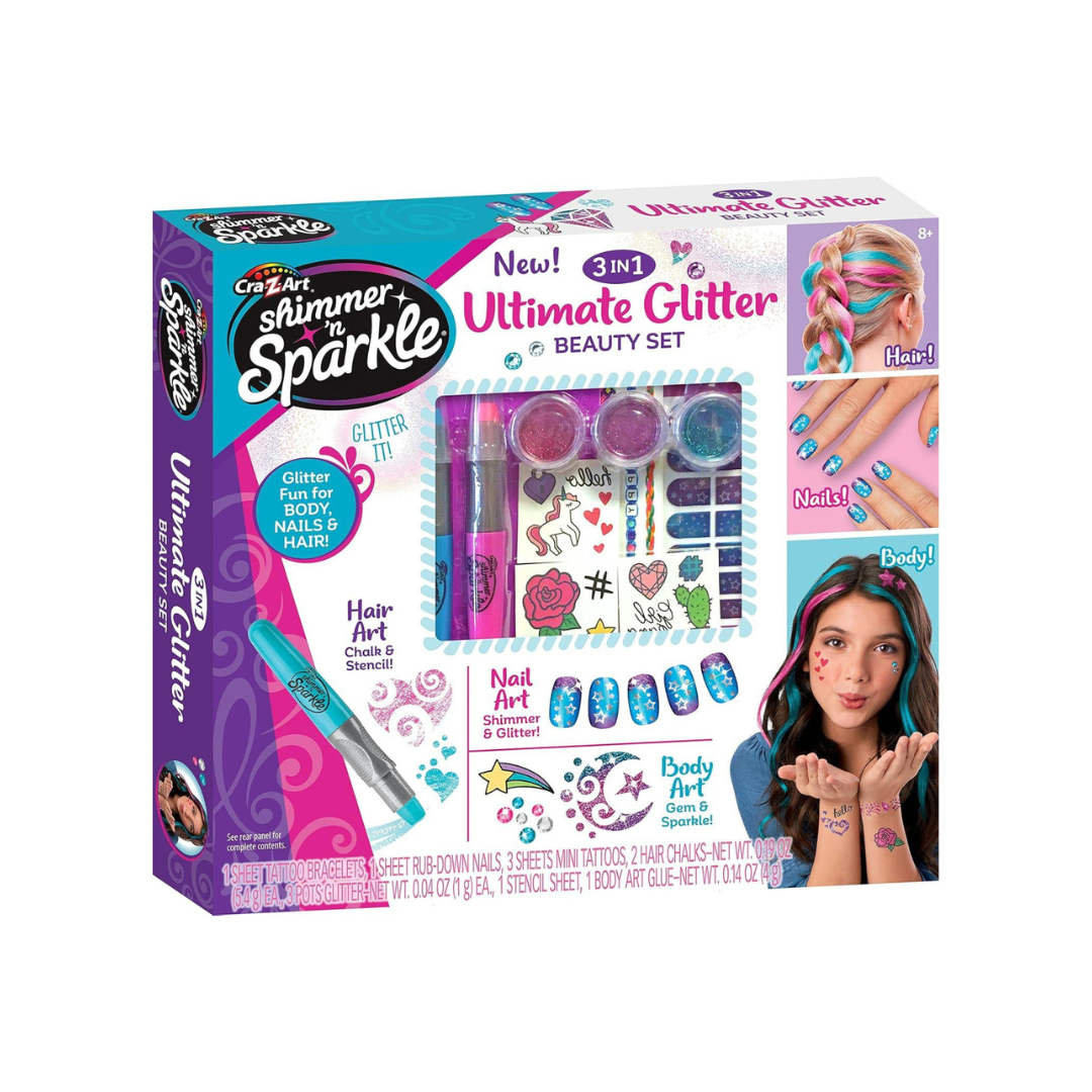 Shimmer N Sparkle 3-in-1 Ultimate Glitter Beauty Set