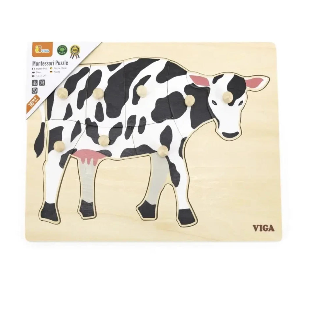 Viga Montessori Wooden Cow Puzzle