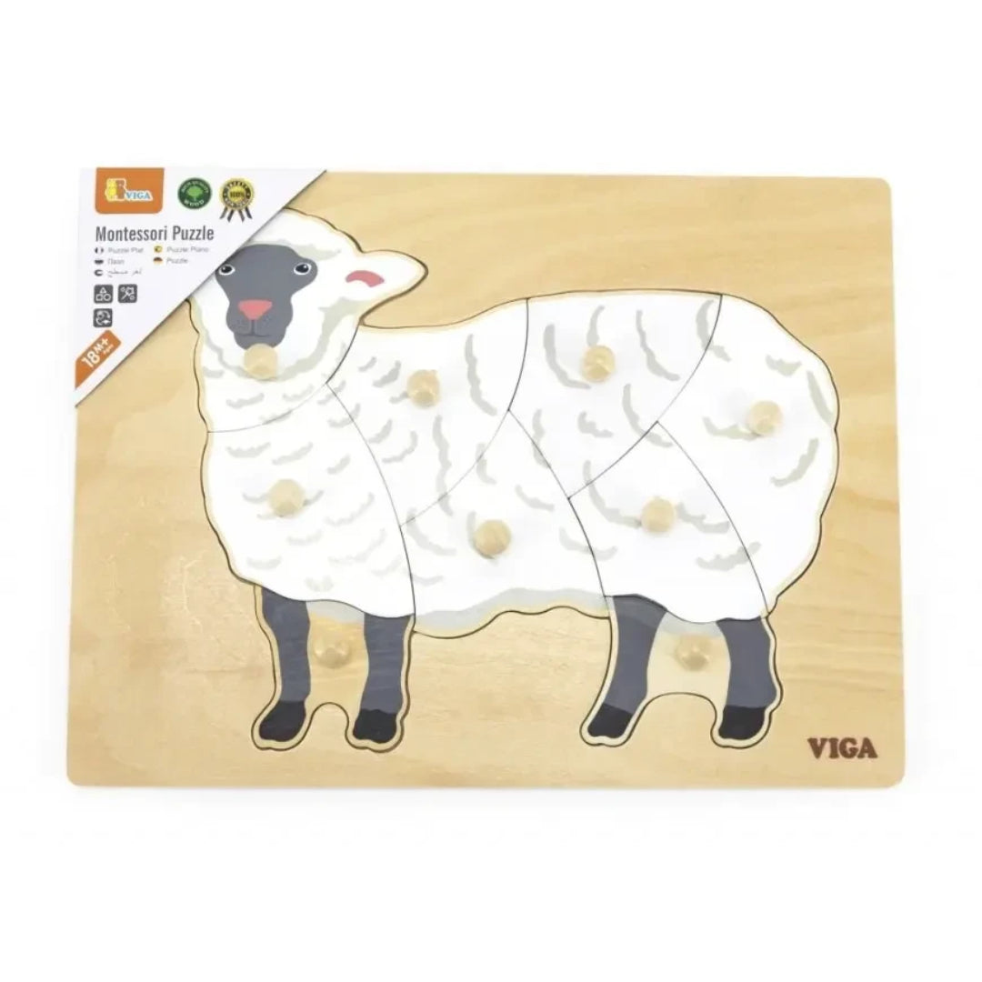 Viga Montessori Wooden Sheep Puzzle