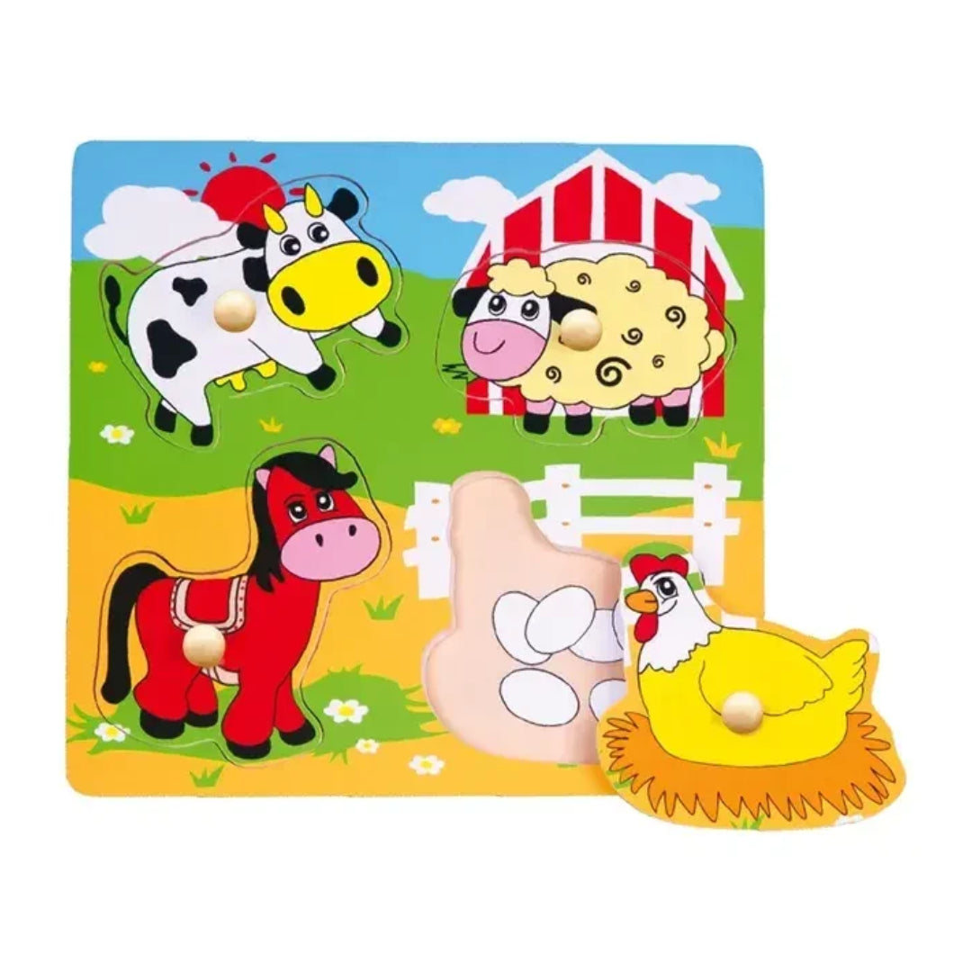Wooden Flat Puzzle Farm Animals