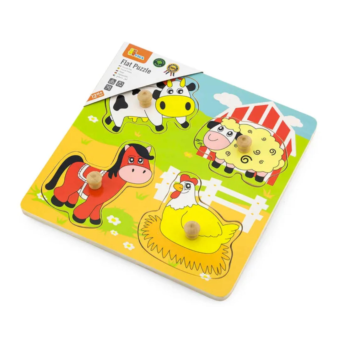 Wooden Flat Puzzle Farm Animals