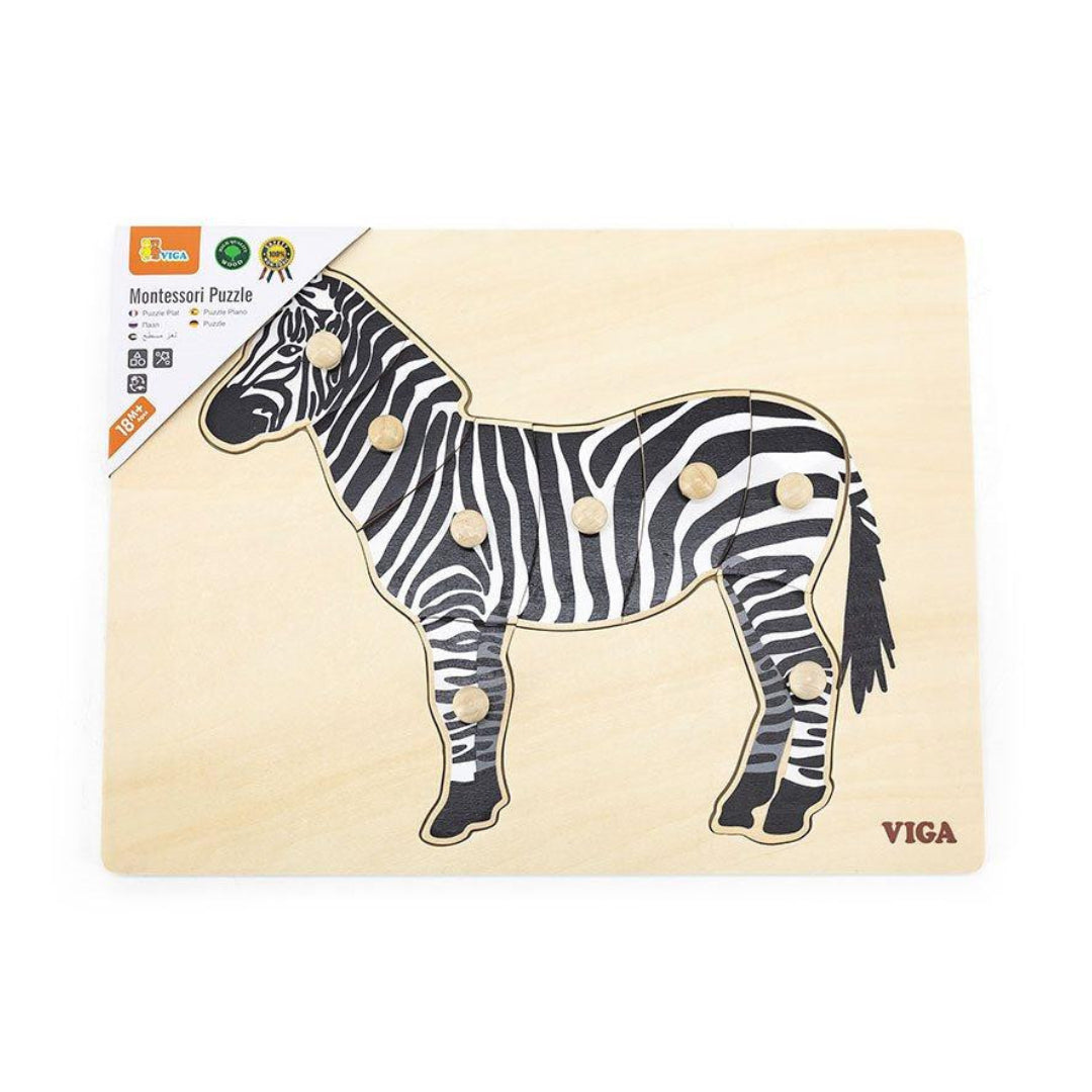 Viga Montessori Wooden Zebra Puzzle