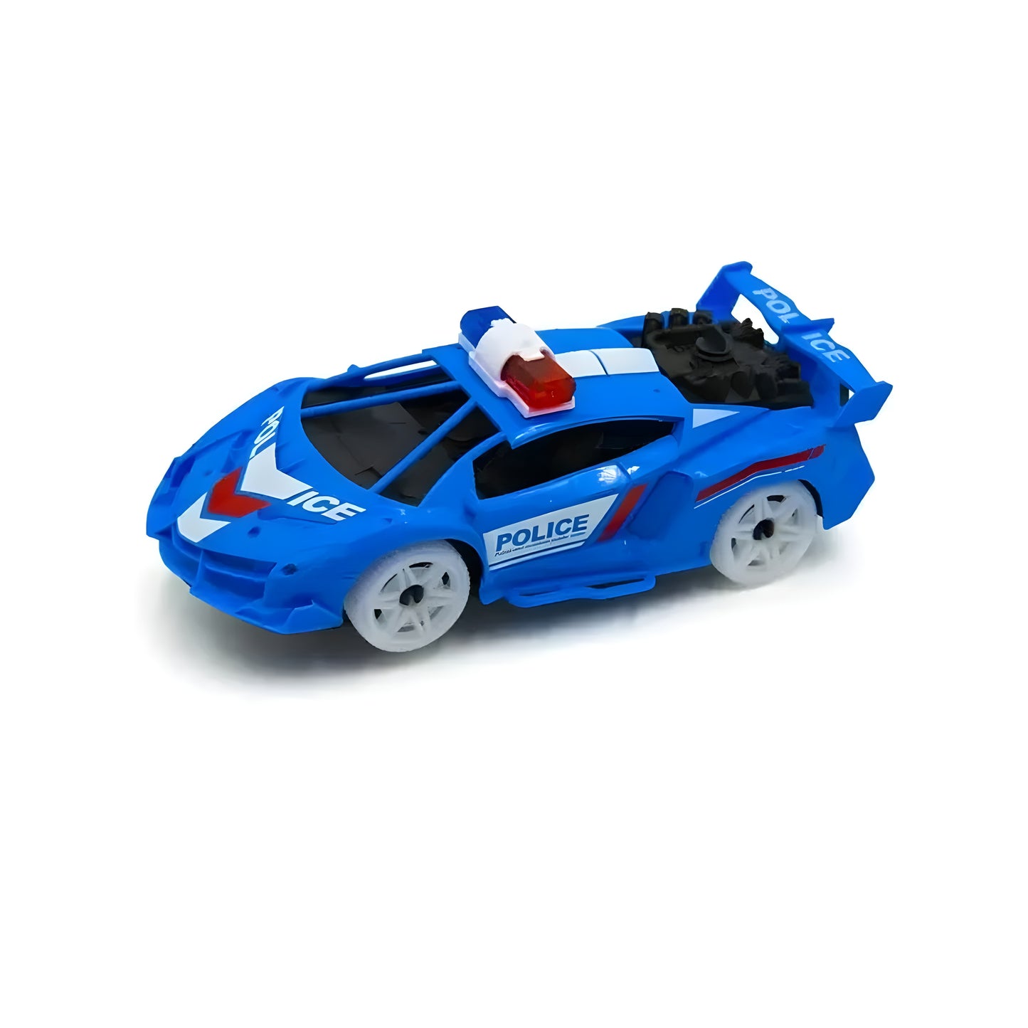 عجلة عالمية مع سيارة شرطة رذاذ الدخان مع الموسيقى