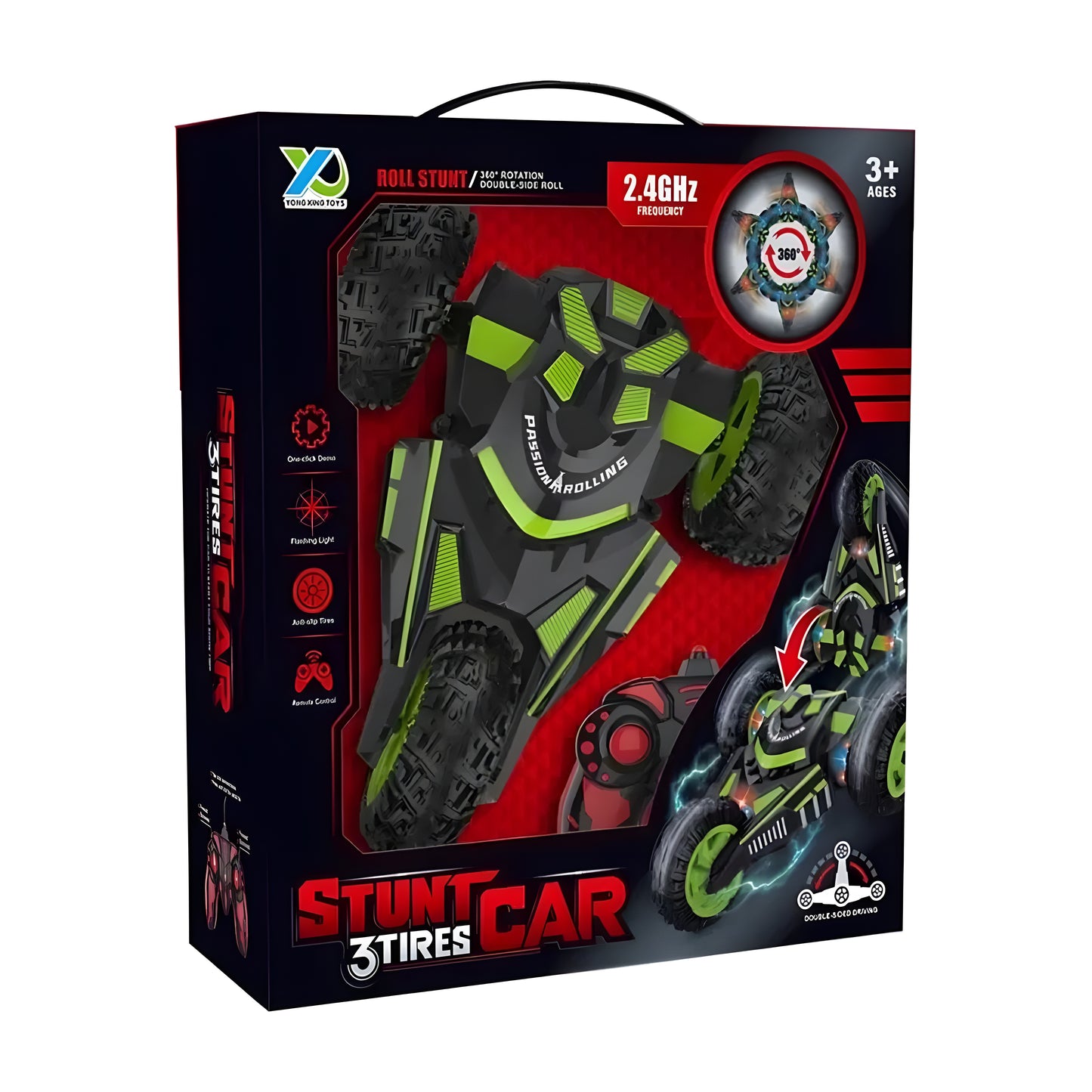 Stunt 3 Tires Car – Remote Control 2.4GHz Off-Road Flip Vehicle