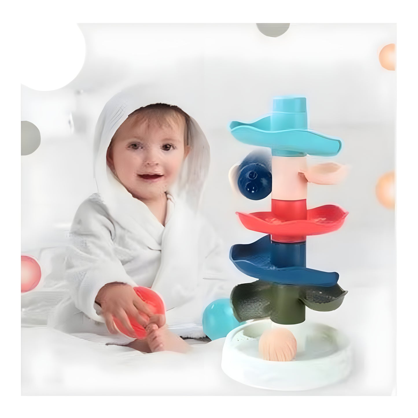 6 طبقة إسقاط ولفة دوامة لعبة كرة برج للطفل والطفل