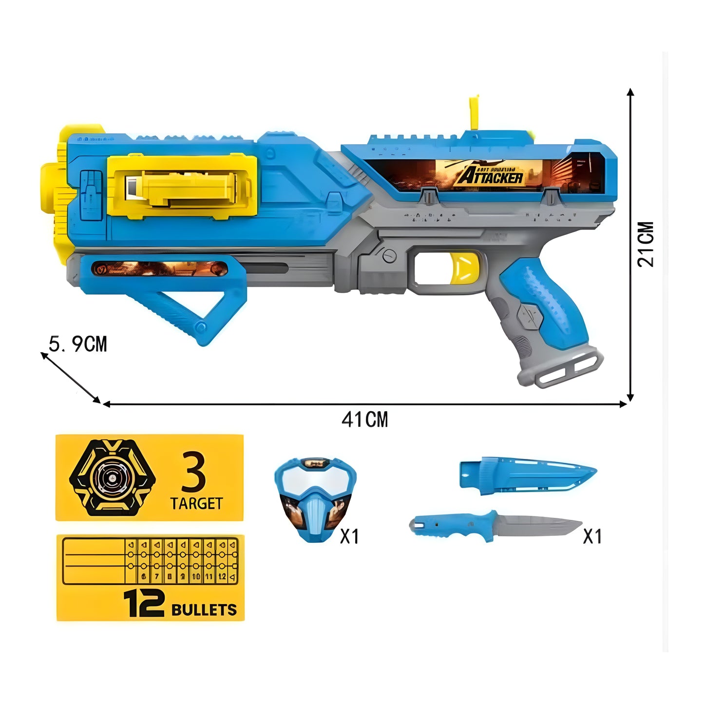 Soft Shooting Attacker Blasting Expert Toy Gun Set
