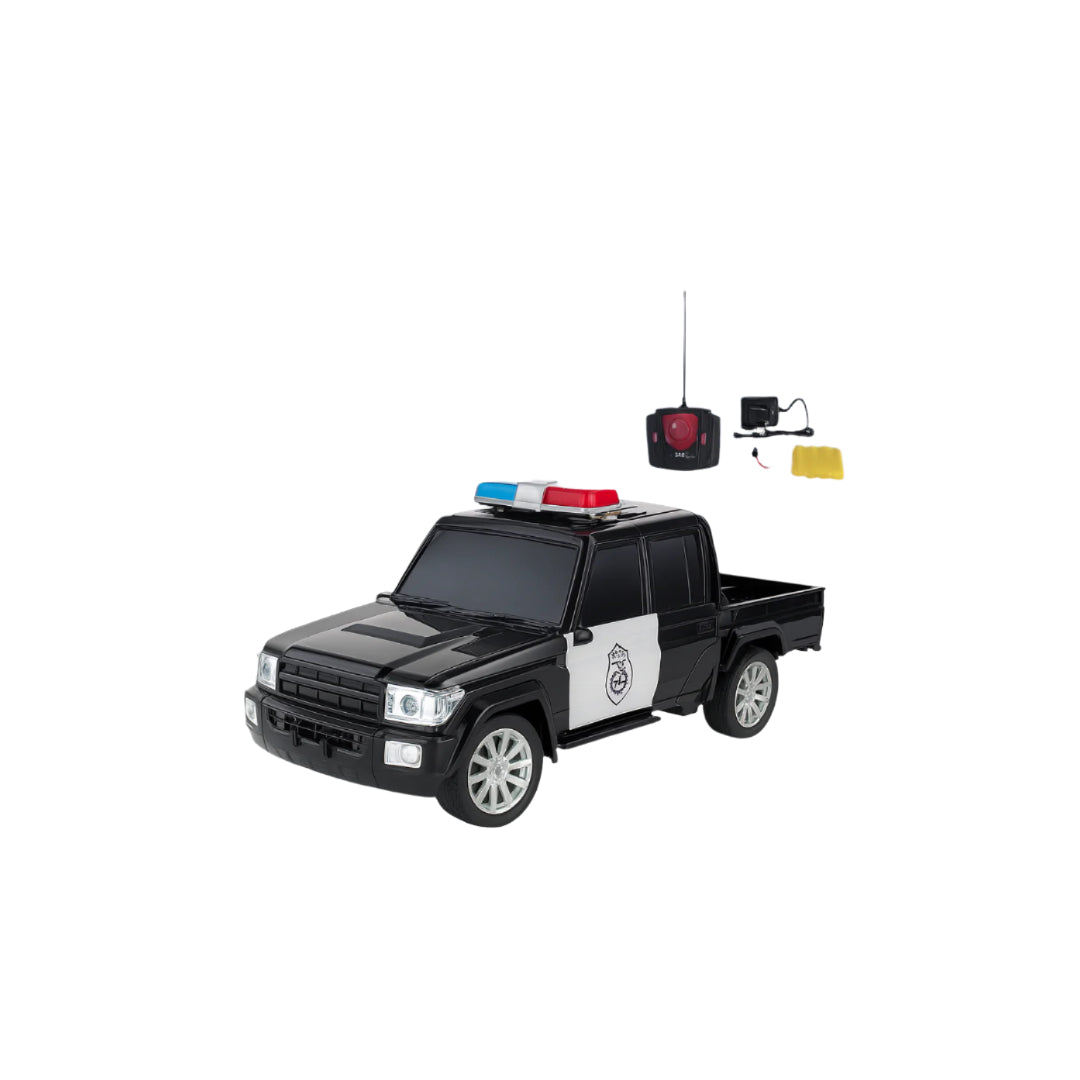 Remote-Control Police Pickup Truck Toy with Rechargeable Battery and Controller