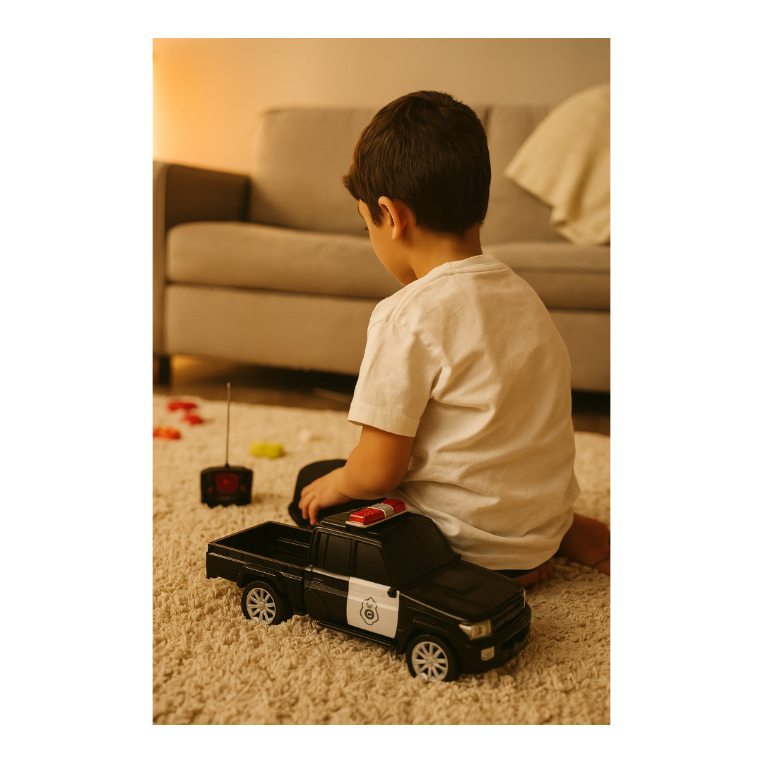 Remote-Control Police Pickup Truck Toy with Rechargeable Battery and Controller