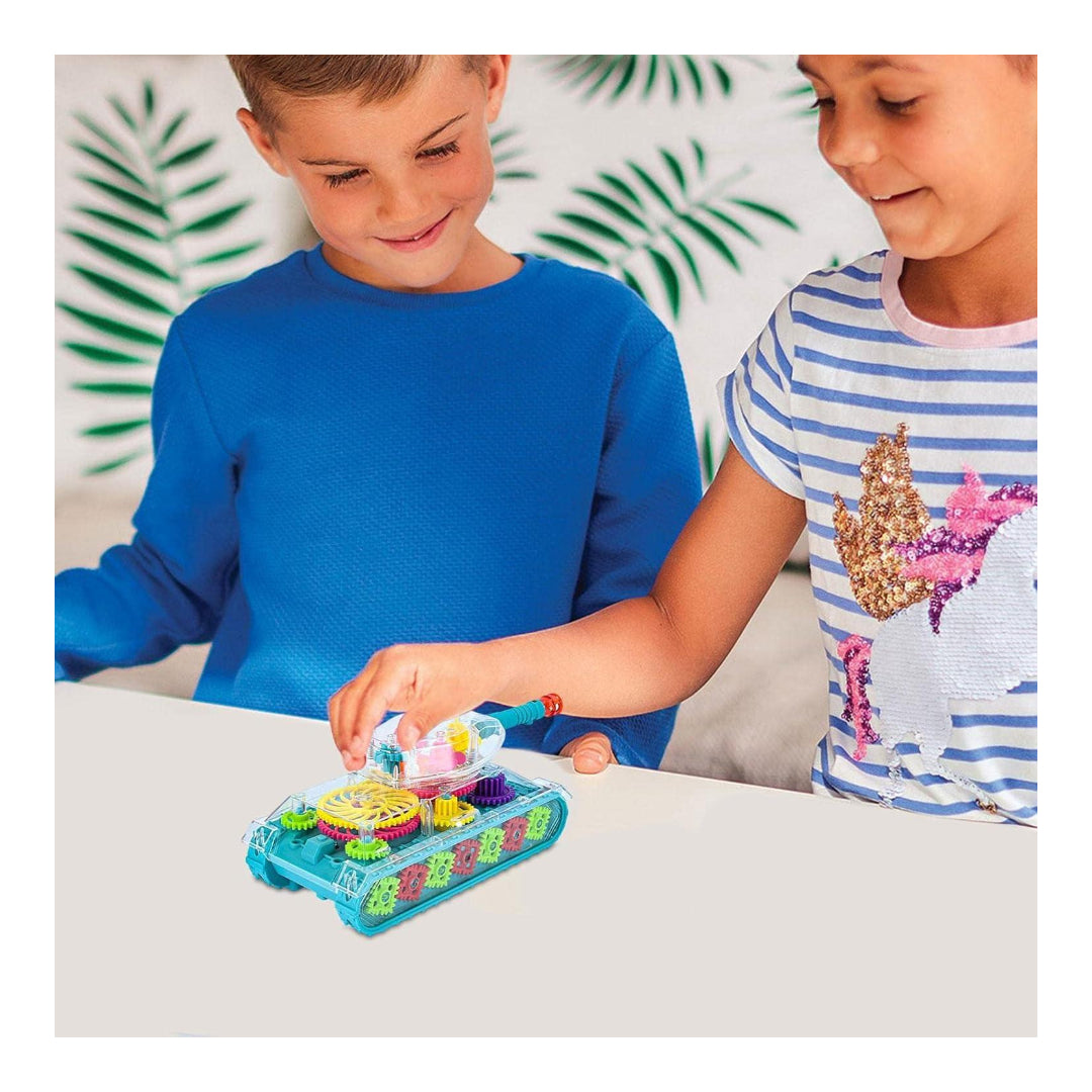 لعبة دبابة تروس شفافة للضوء للأطفال