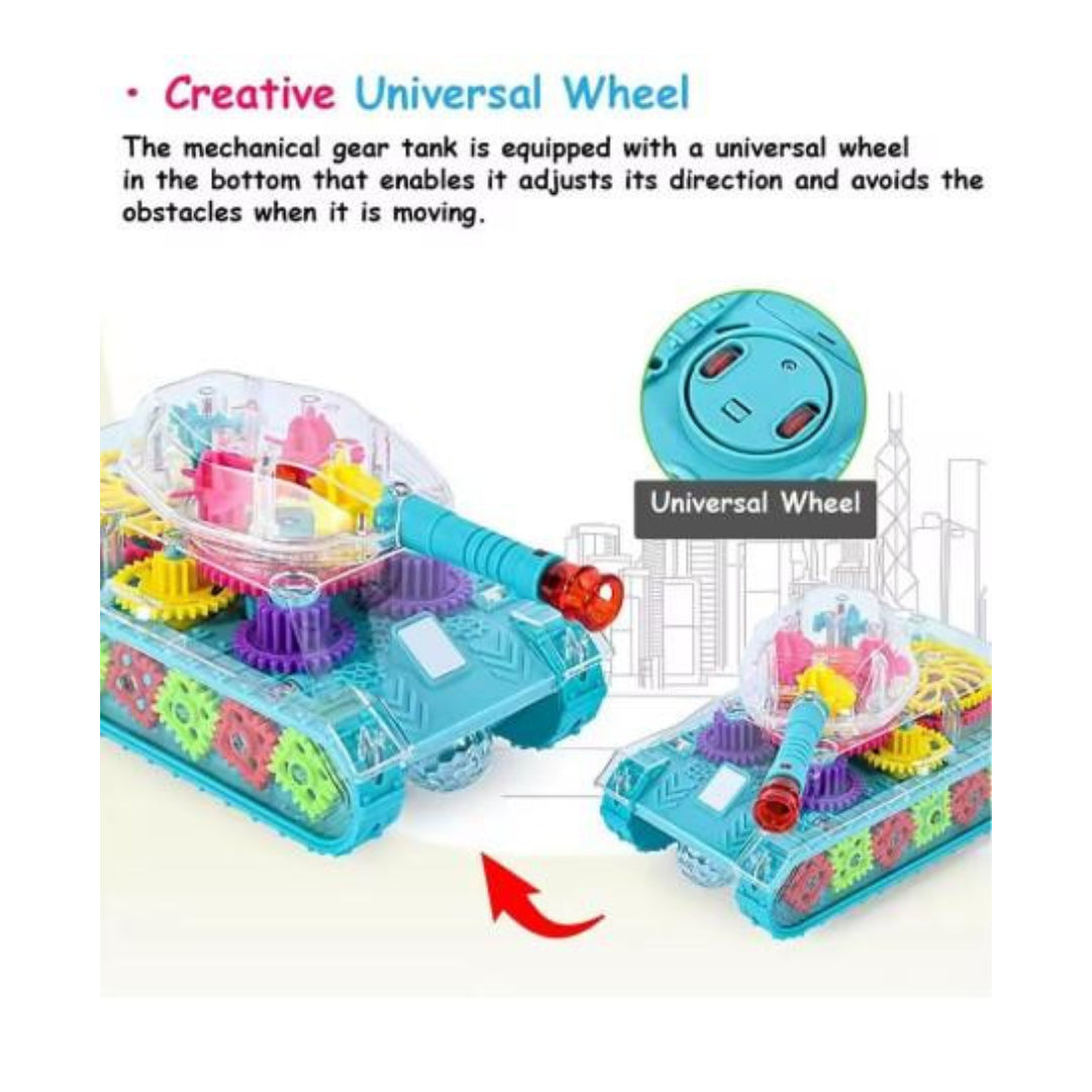 لعبة دبابة تروس شفافة للضوء للأطفال