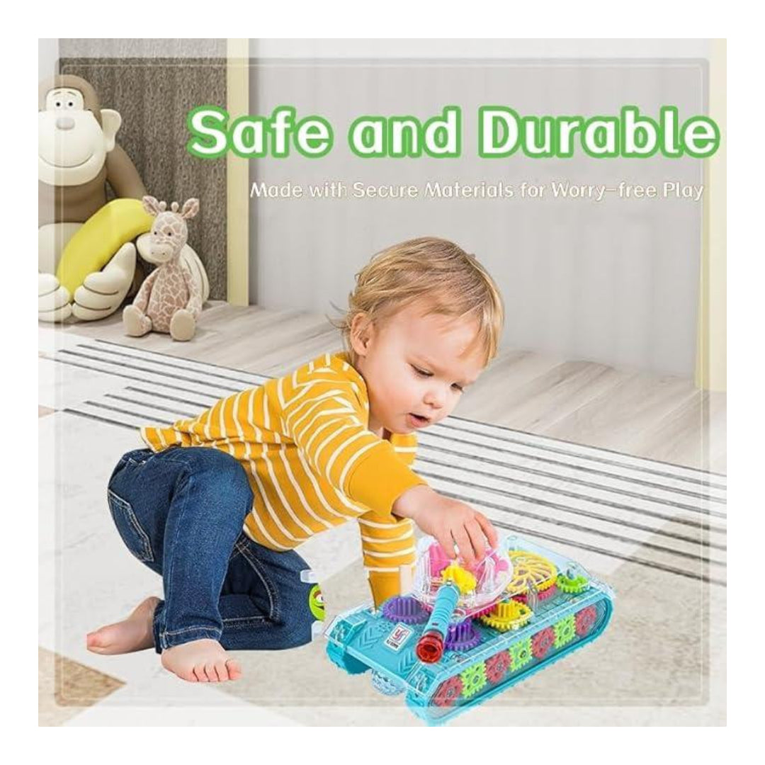 لعبة دبابة تروس شفافة للضوء للأطفال