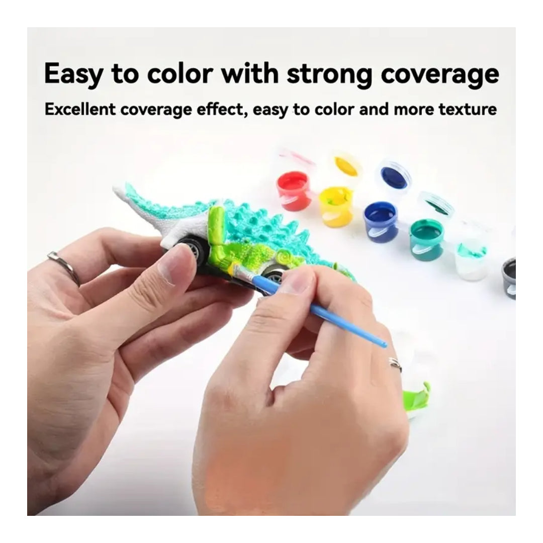 DIY Painting Dino Cars Kit – Pull Back Action Toy with Paint Set